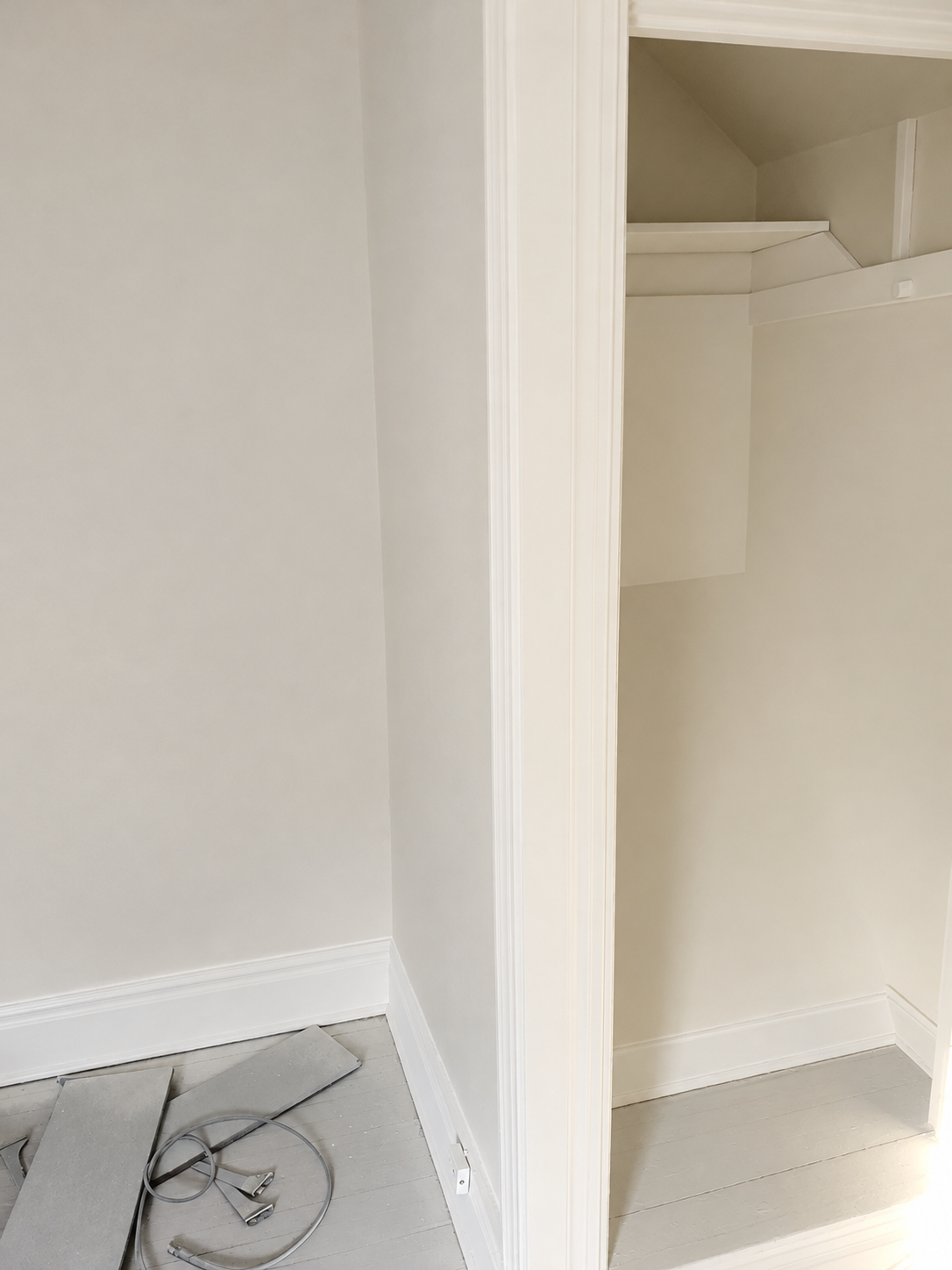 Closet corner after mold remediation